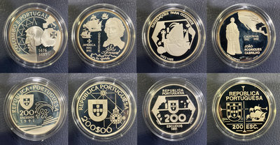 全新葡萄牙1991-1992年地理大發現第3系列~200埃斯庫多銀幣(四枚一套)-PROOF