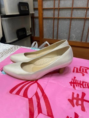 「 二手鞋 」 SCONA 女版跟鞋 24cm（銀灰）鐵2-3