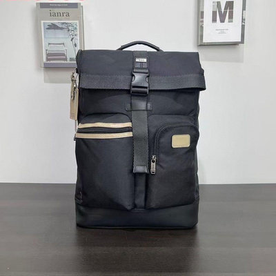 TUMI 2223388 黑色 加厚尼龍拼牛皮 多夾層時尚後背包 雙肩包 獨立筆電夾層 可插行李箱 耐磨 商務 休閒 大容量 限量優惠
