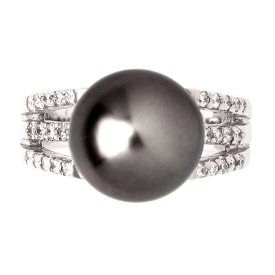 【JHT 金宏總珠寶/GIA鑽石專賣】11.3mm天然黑珍珠戒指/材質:14K(KBP02-1882_PP00003)