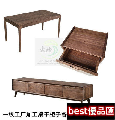 新款推薦 黑胡桃木料桌面板實木板材原木大板家具定制木板餐桌窗~特價-飛馬