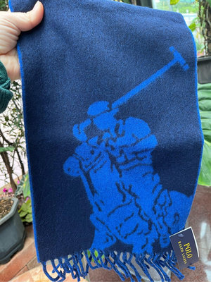Polo Ralph Lauren 藍色義大利製男生圍巾，現貨在台灣！