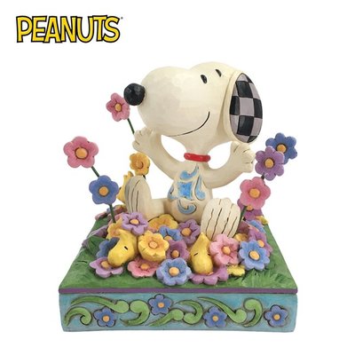 Enesco 史努比 花叢玩耍 塑像 公仔 精品雕塑 Snoopy PEANUTS【283309】