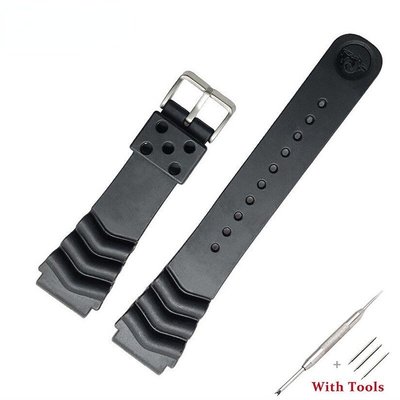 SEIKO 錶帶 18mm 20mm 22mm 潛水員橡膠錶帶 黑色矽膠 替換腕帶手鍊 帶彈簧條 工具套裝適用於精工手錶