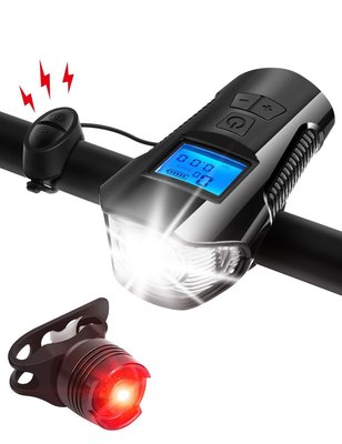 USB充電自行車燈智能帶喇叭碼表顯示器騎行裝備配件