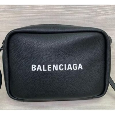 【二手】Balenciaga EVERYDAY 黑色 牛皮 白字 中型 斜背 相機包 4812