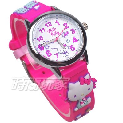 HELLO KITTY 凱蒂貓 甜心夢鄉 俏麗腕錶 立體矽膠錶帶 桃紅色 女錶 KT075LWWP1【時間玩家】