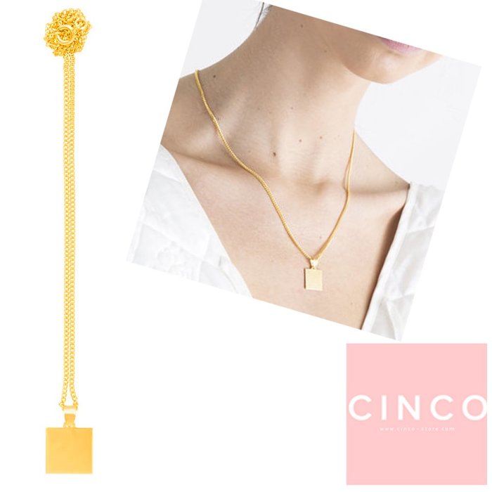 葡萄牙精品 CINCO 台北ShopSmart直營店 Janelle necklace 24K金硬幣項鍊 素面正方款