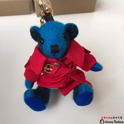 熱銷特惠 Burberry 潮流新寵 新款紅色風衣 藍色小熊掛飾 英倫時尚 美國代購明星同款 大牌 經典爆款