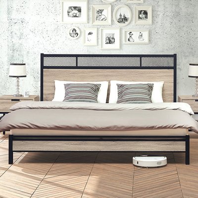 【在地人傢俱】21 利利購-倫恩工業風耐磨木紋5尺床架式雙人床台/床架 YS105-9