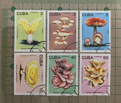 【郵卡庫2】【菇】古巴1989年，食用菇 6全，銷戳票也不錯  SP4240