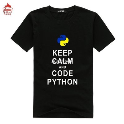 極客python程序員編程 keep calm英文字母印花潮流打底衫男t恤休閑圓領-hgjn