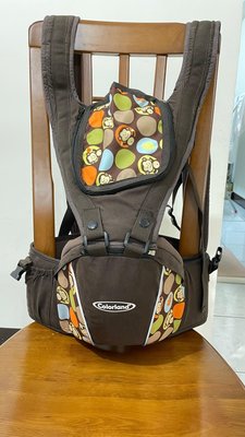 格雷森奢華軟板嬰兒背帶-咖啡色可愛小猴子圖案-嬰兒多功能腰凳(廠牌:色彩源COLORLAND)