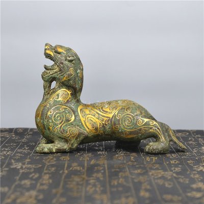 仿古青銅器錯金貔貅老板辦公桌風水純銅動物擺件軟裝飾品采購 YRY