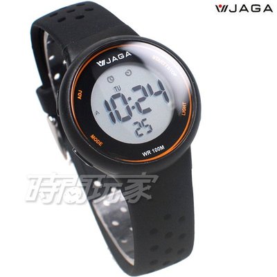 JAGA 捷卡 休閒多功能大液晶運動電子錶 游泳用 女錶 男錶 學生錶 M1214-A(黑)【時間玩家】