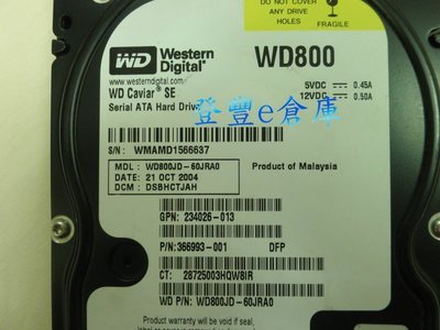 【登豐e倉庫】 YF673 黑殼 WD800JD-60JRA0 80G SATA 硬碟