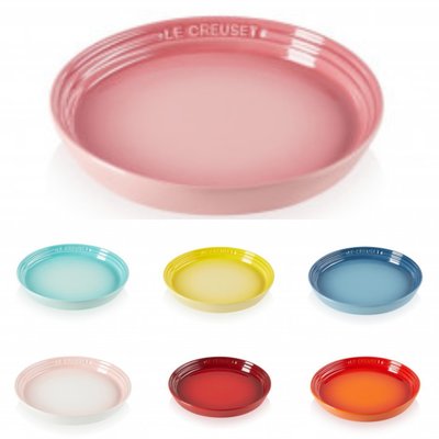 Le Creuset 瓷器新采和風系列圓盤22cm 櫻桃紅/火焰橘/薔薇粉/閃亮黃/水手藍/薄荷綠/淡粉紅
