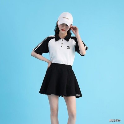現貨#Adidas愛迪達三葉草2021夏季女款班服學院風學生套裝ins風JK裙兩件套簡約