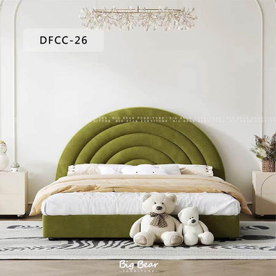 【大熊傢俱】DFCC 26 床架 皮床 奶油風 床組 軟床 造型床 絨布 兒童床 實木 訂製 現代床