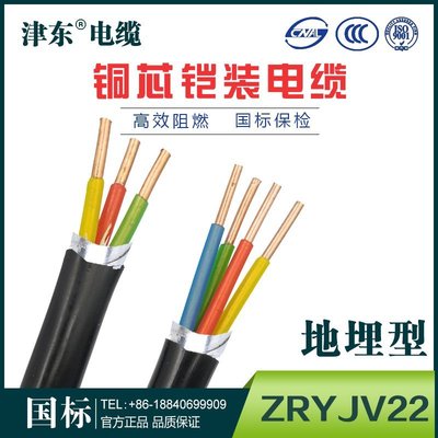 國標銅芯鎧裝電纜線YJV2 3 4 5芯1.5 2.5 4 6平方護套電線電源線樂悅小鋪