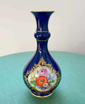 轉梅森Meissen鈷藍開窗花瓶，二杠，品相新，無磕碰開裂，