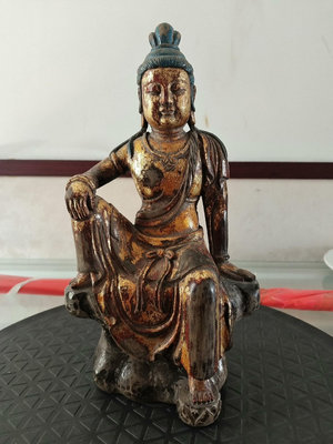 【二手】 興趣收藏好貨 木雕佛像造像自在觀音菩薩像214 藏傳 佛像 唐卡【南庭玉】