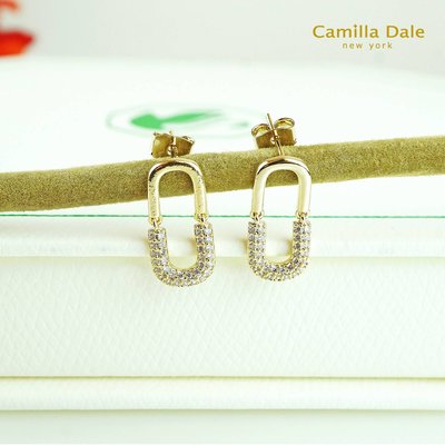 Camilla Dale 金色水鑽迴紋針造型耳環