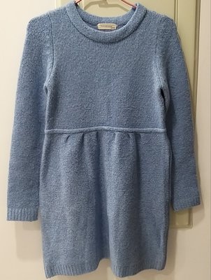 韓版 清新水藍色 毛料厚款 NG 一件式洋裝 單品 適合M號 冬季適穿 二手 保暖