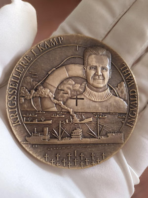 【二手】挪威大銅章為自由而戰系列二戰紀念章-挪威犧牲的海軍 （20 銀幣 銀章 紀念幣【破銅爛鐵】-7592