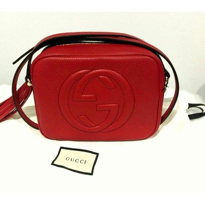 【日本二手】Gucci 308364 Soho Disco Leather Bag 浮雕G流蘇斜背包 紅色