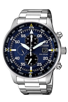 【金台鐘錶】CITIZEN 星辰手錶 光動能 男錶 三眼功能 不鏽鋼錶帶 (藍面) CA0690-88L