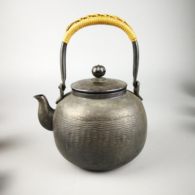秀峰堂 日本銅茶壺 銅壺 鍍銀 水壺 容量月一升