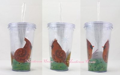 點點蘑菇屋 {冷水杯}美國cypress環保壓克力水杯~幸福鳥/冷飲杯 杯1入(含蓋、吸管)
