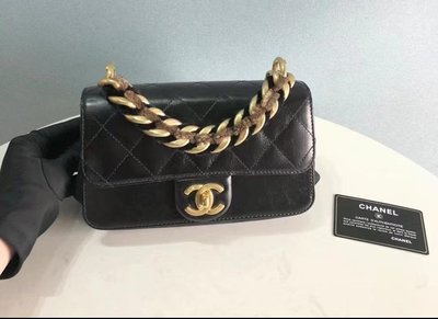 專櫃正品 CHANEL 孟買系列 黑色 油蠟牛皮 復古金鍊（全新福利品！優惠出清換現金）