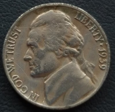 美國   傑佛遜    5分   1939   鎳幣       280-933
