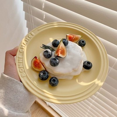 促銷打折 韓國ins 奶油黃新款盤子高顏值陶瓷牛排盤菜盤家用蛋糕早餐杯盤