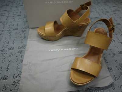 義大利製 FABIO RUSCONI 高級真皮厚底涼鞋 楔型鞋 USA 6.5 EUR 37 JPN 23.5 CM