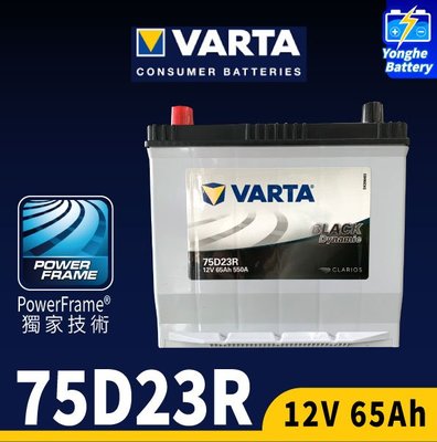 永和電池 VARTA 華達 75D23R 汽車電瓶 65Ah 銀合金電池 油電車 CAMARY U6 U7 M7 納智捷