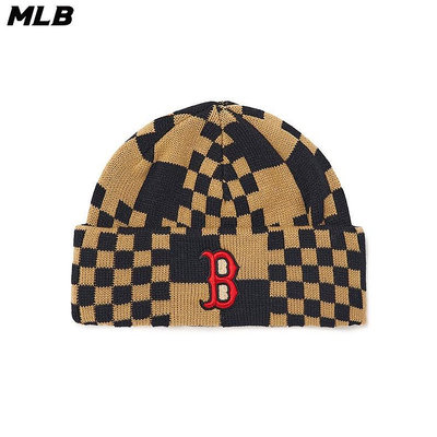 MLB 針織毛帽 Checkerboard 棋盤格系列 波士頓紅襪隊 (3ABNS0226-43BGS)