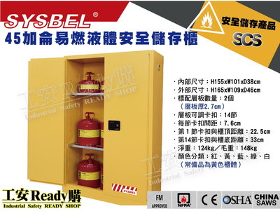 《工安READY購》SYSBEL西斯貝爾 WA810300 30加侖 防爆櫃 應變櫃 防火櫃 安全儲存櫃 FM CE