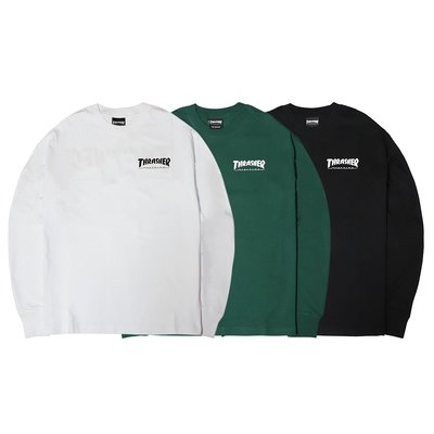 【QUEST】THRASHER HOMETOWN FRONT AND BACK L/S - 日線 左胸LOGO薄長TEE