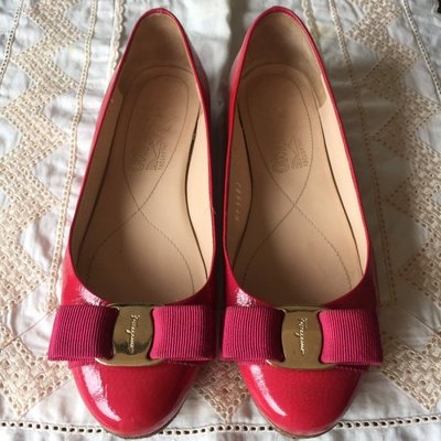Salvatore Ferragamo 桃紅 VARINA 娃娃鞋 4.5c。22cm