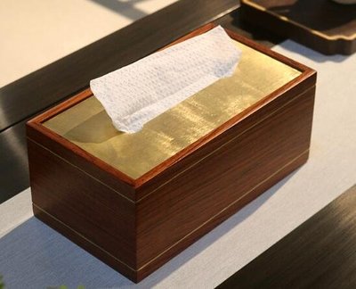 15212c 日本製 好品質 花梨木 實木紅木木頭製 黃銅純銅 客廳辦公室房間面紙盒衛生紙盒紙巾盒送禮禮品
