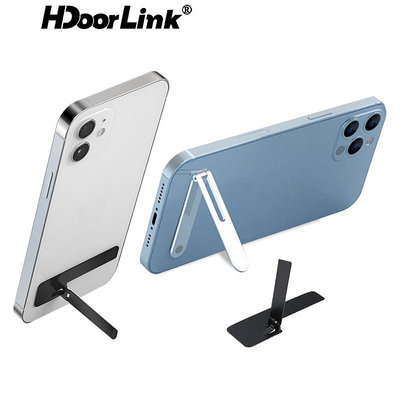 Hdoorlink 通用超薄隱形背貼手機支架金屬耐用快速安裝手機支架機架桌面可折疊支架適用於三星華為小米手機