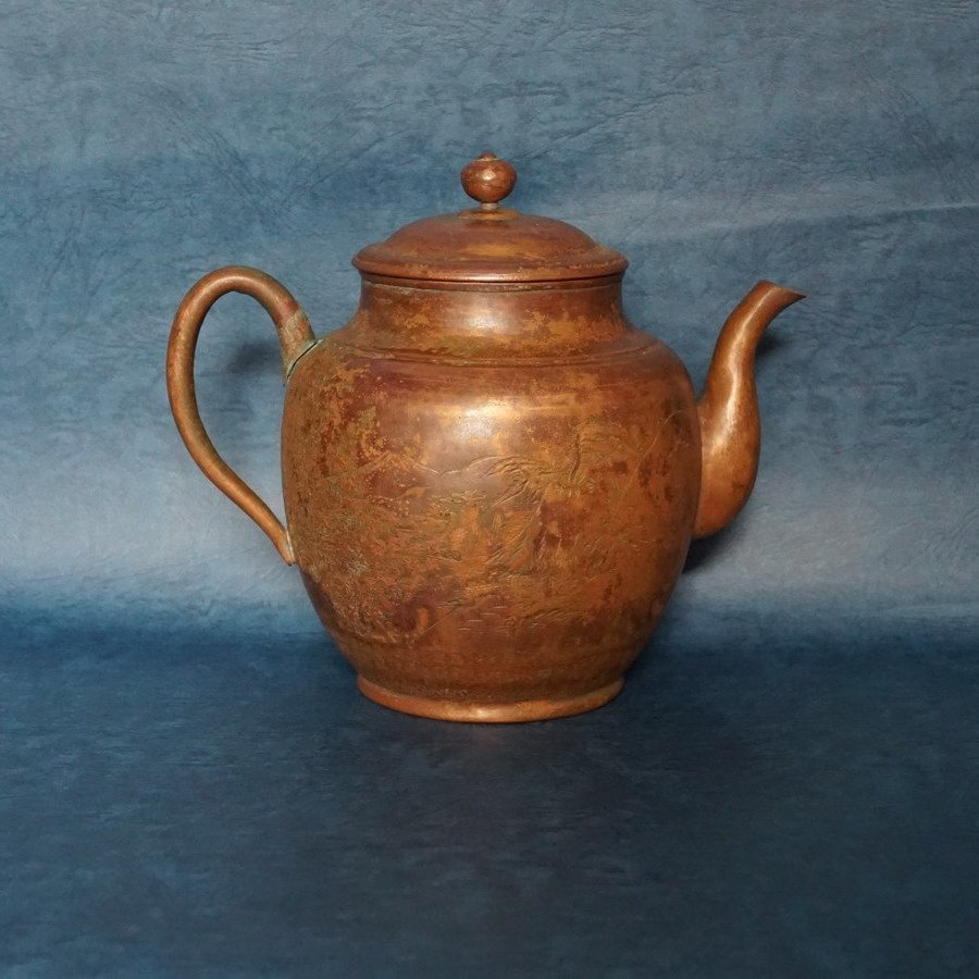 小霖茶堂~日本傳統工藝~山川堂山水銅製側把銅壺| Yahoo奇摩拍賣
