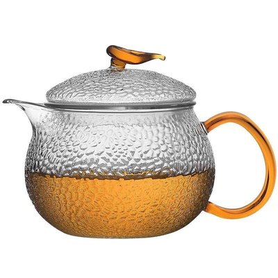 日式加厚玻璃茶壺泡茶耐高溫龍鱗紋錘紋耐熱防爆挑嘴茶具過濾家用 -促銷