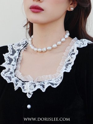 韓國BER~LeLe歐美設計師手工天然淡水珍珠串珠優雅氣質項鍊復古宮廷風