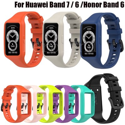 適用於華為 Band 7 6 智能手鍊的軟矽膠腕帶, 適用於 Huawei Honor Band 6 替換錶帶