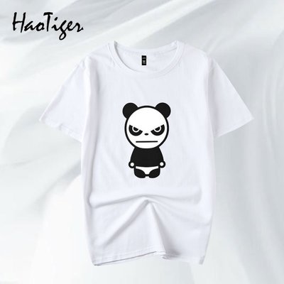 【熱賣精選】 圓領T 短袖衣服 兇暴熊貓panda 惡搞 流行街頭 學生T恤短袖男女情侶衣服半袖T恤
