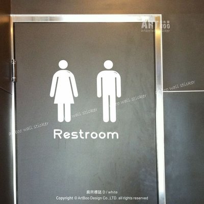 阿布屋壁貼》廁所標誌D-L‧TOILET 男女洗手間標示 營業場所標示防水貼紙